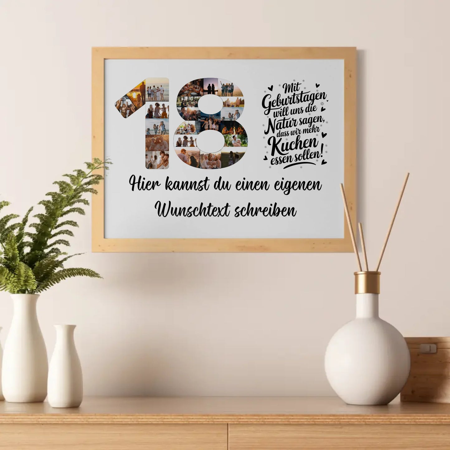 Personalisiertes Poster Wunschtext 18 Geburtstag Mehr Kuchen