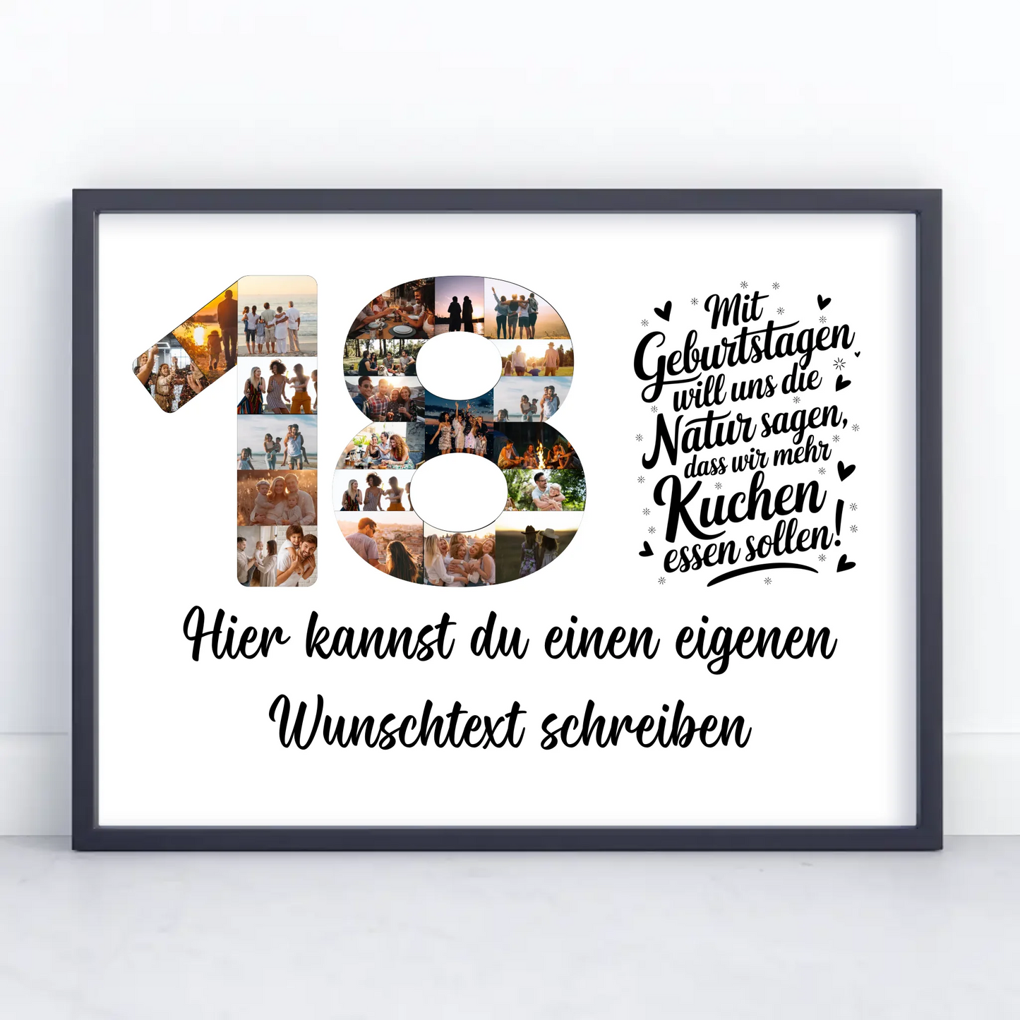 Personalisiertes Poster Wunschtext 18 Geburtstag Mehr Kuchen