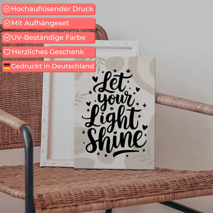 Leinwand Spruch Let your light shine für persönliche Geschenke