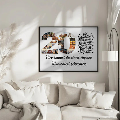 Personalisiertes Poster Wunschtext 20 Geburtstag Mehr Kuchen