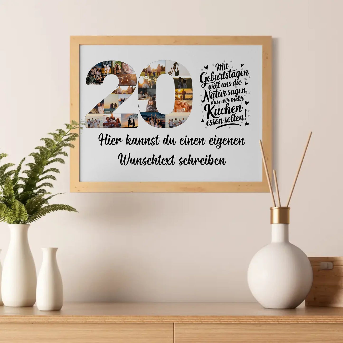 Personalisiertes Poster Wunschtext 20 Geburtstag Mehr Kuchen