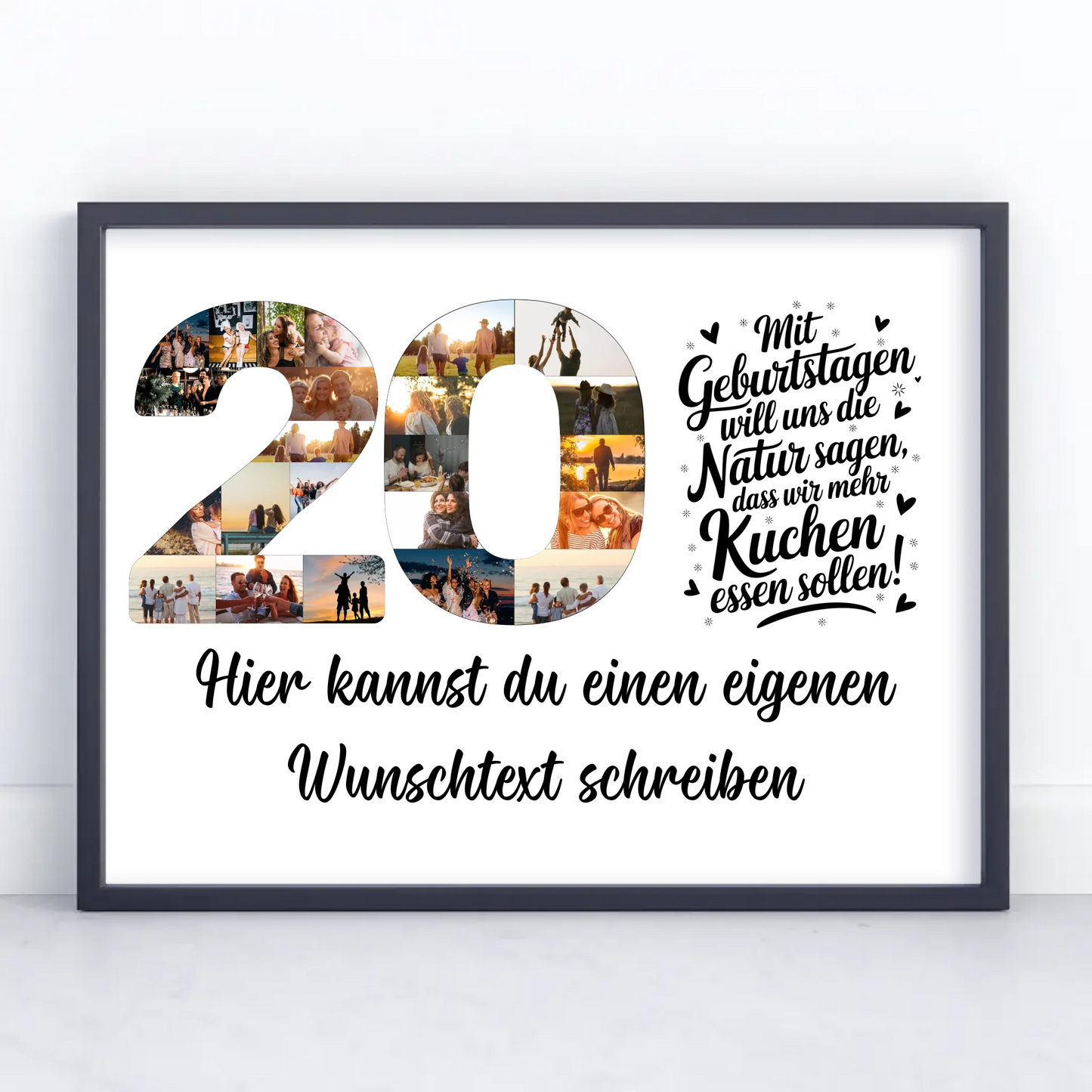 Personalisiertes Poster Wunschtext 20 Geburtstag Mehr Kuchen