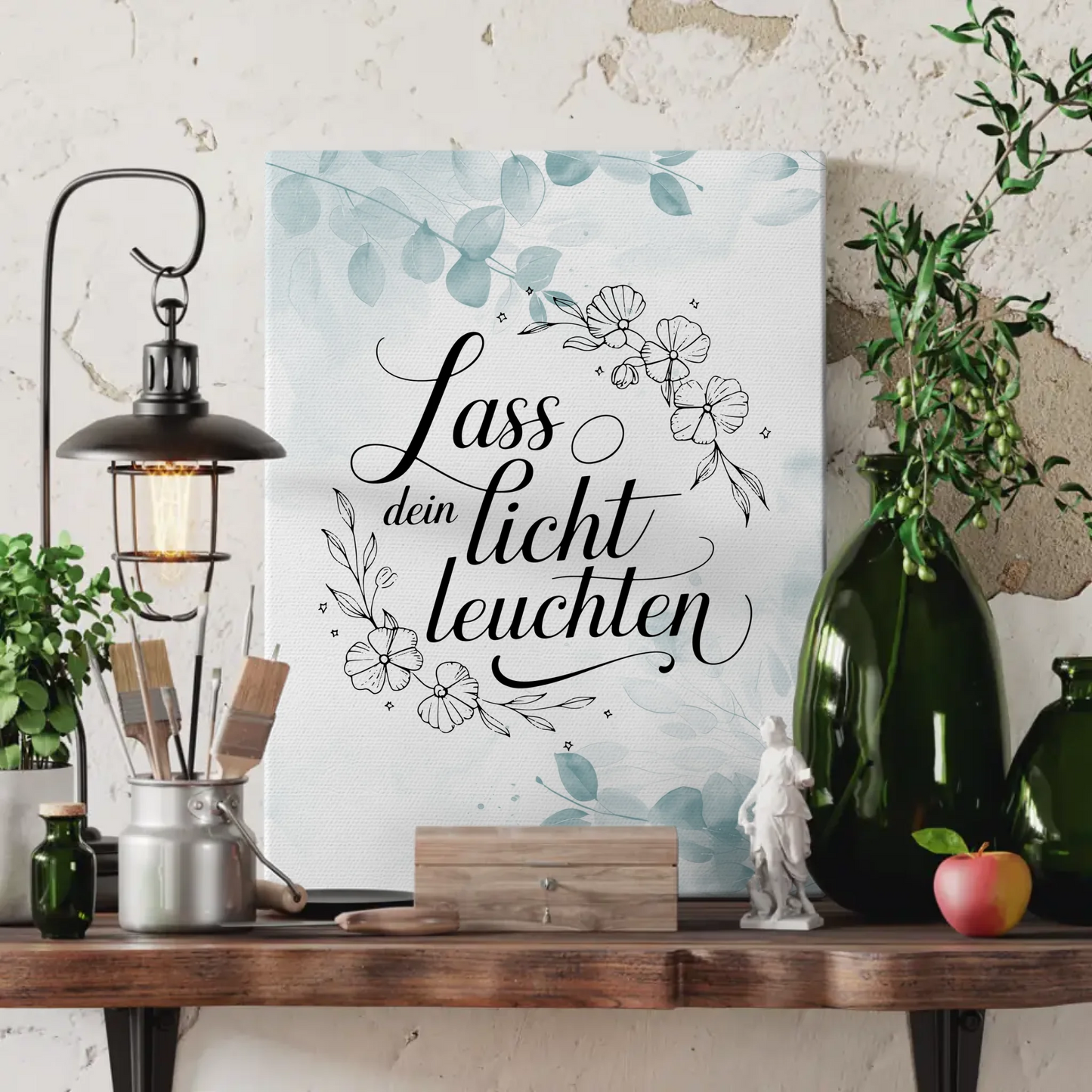 Spruch Leinwand Lass dein Licht leuchten personalisiert