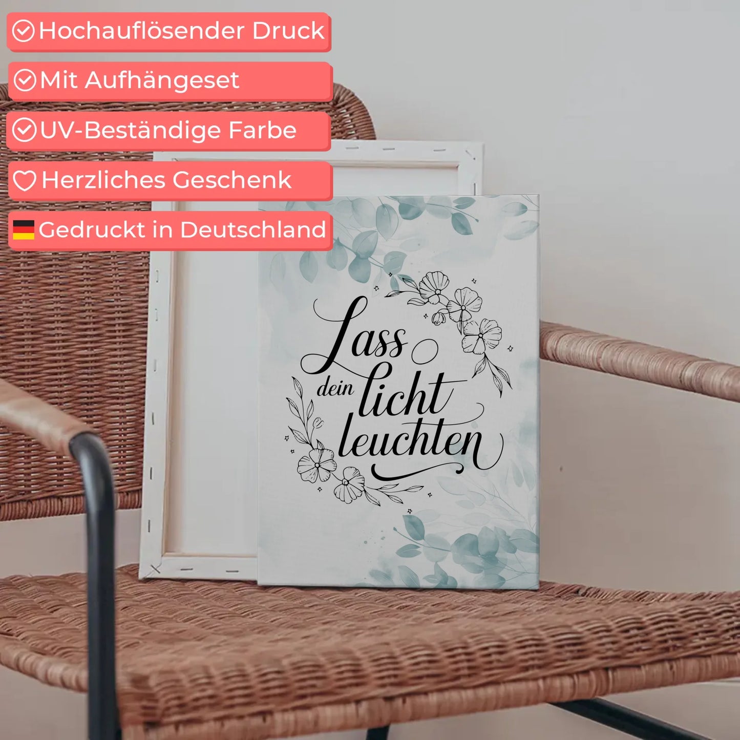 Spruch Leinwand Lass dein Licht leuchten personalisiert