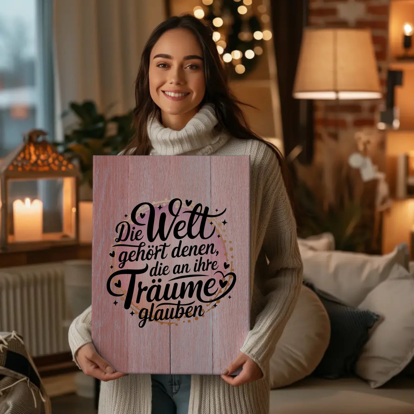 Sprüche Leinwand Die Welt gehört denen die an ihre Träume glauben