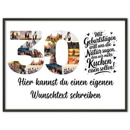 Personalisiertes Poster Wunschtext 30 Geburtstag Mehr Kuchen