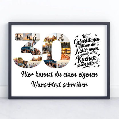 Personalisiertes Poster Wunschtext 30 Geburtstag Mehr Kuchen