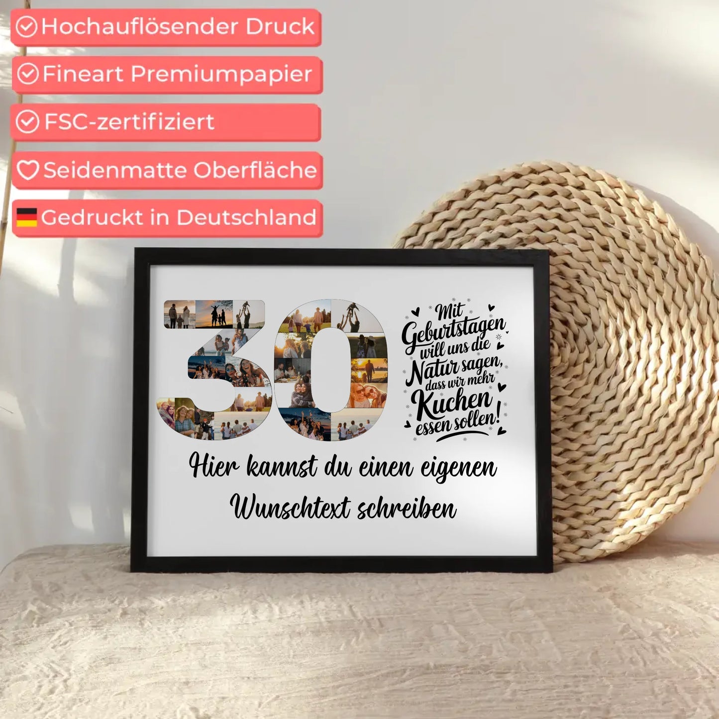 Personalisiertes Poster Wunschtext 30 Geburtstag Mehr Kuchen