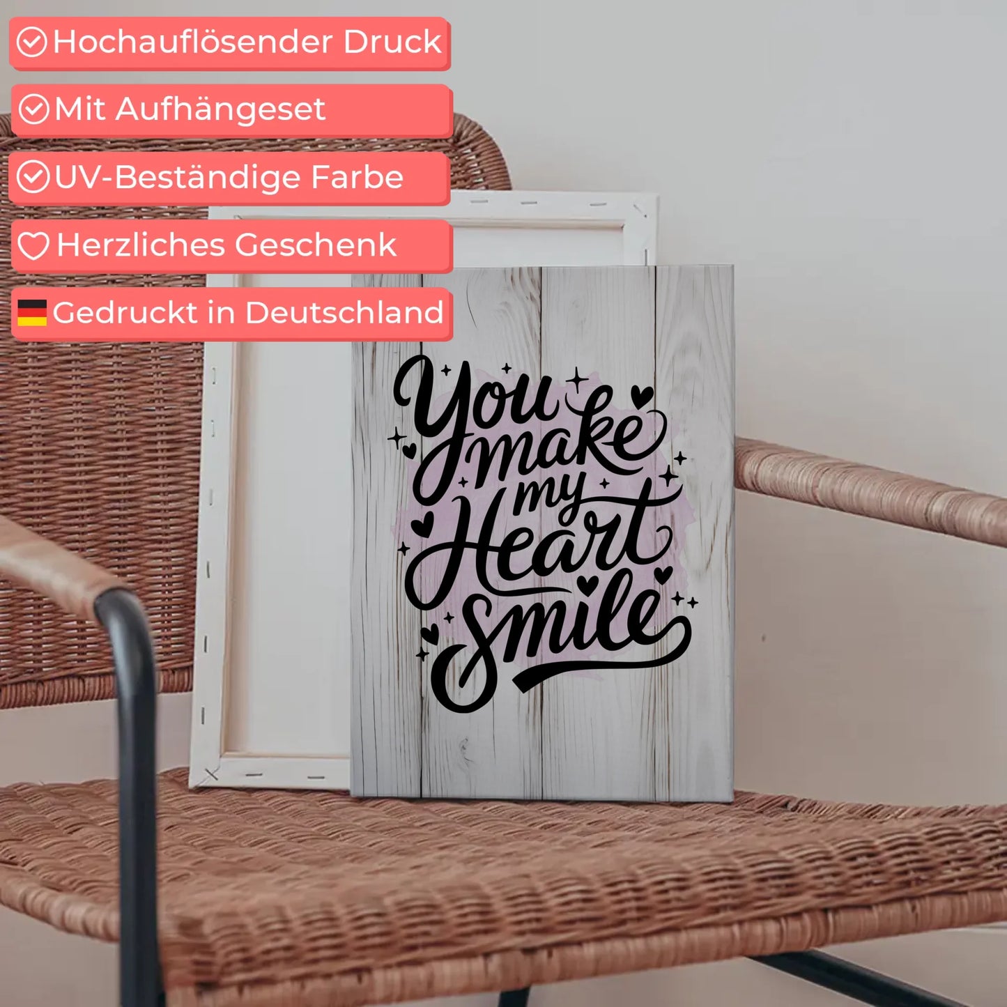 Leinwand Mit Spruch You make my heart smile personalisiert