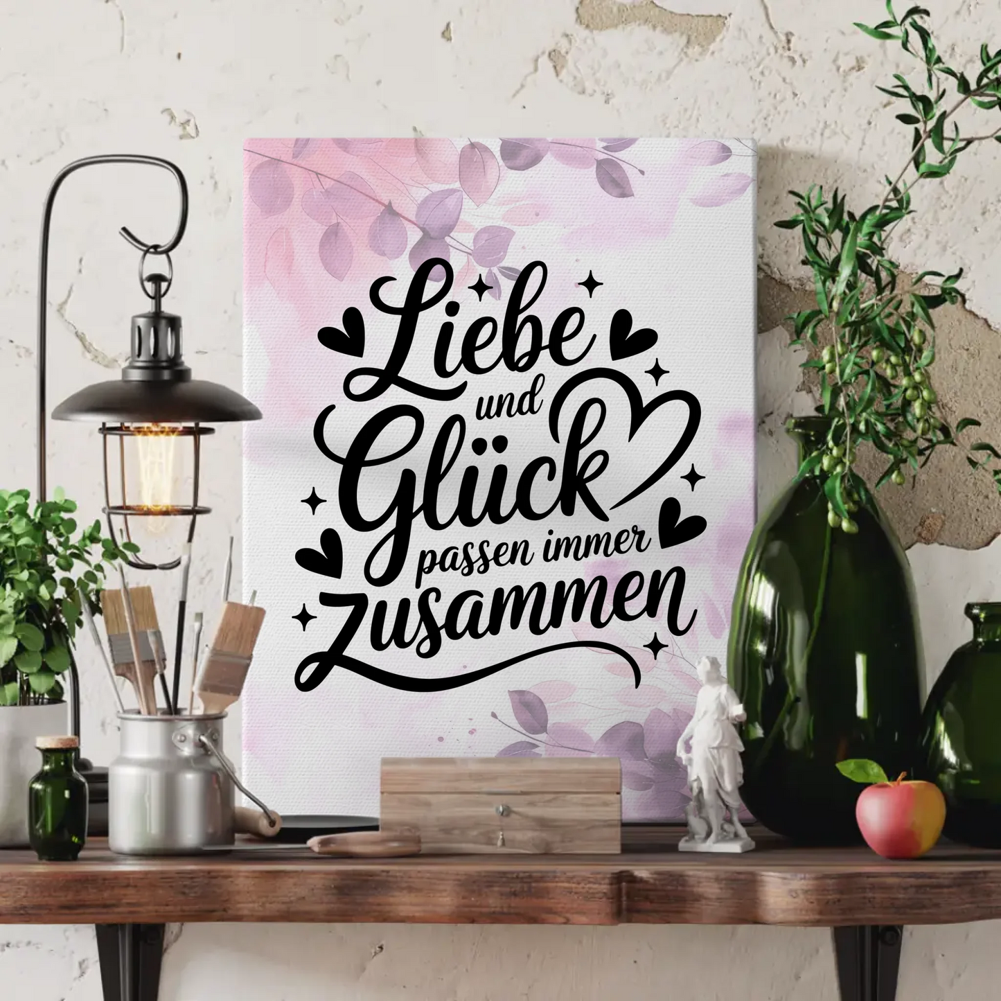 Spruch Leinwand Liebe und Glück passend für jedes Zuhause