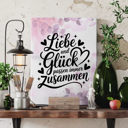 Spruch Leinwand Liebe und Glück passend für jedes Zuhause