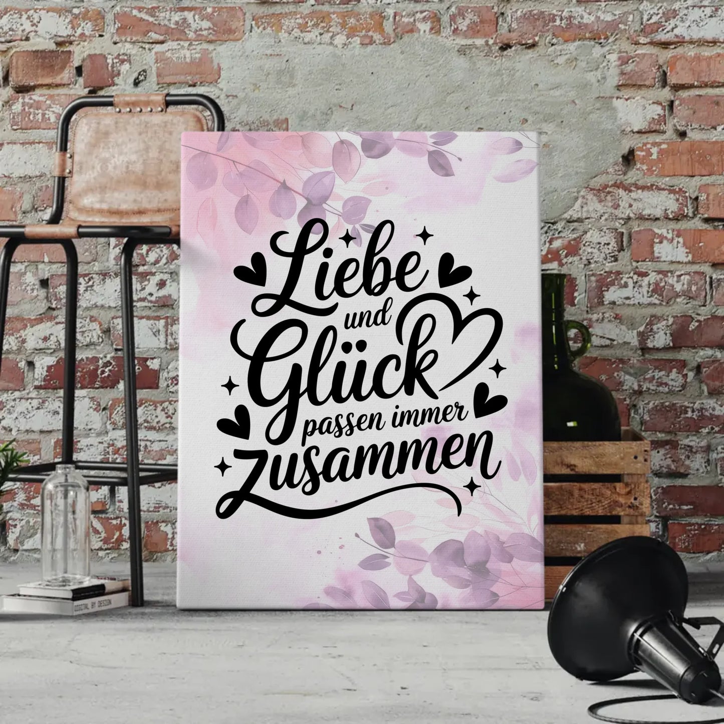 Spruch Leinwand Liebe und Glück passend für jedes Zuhause