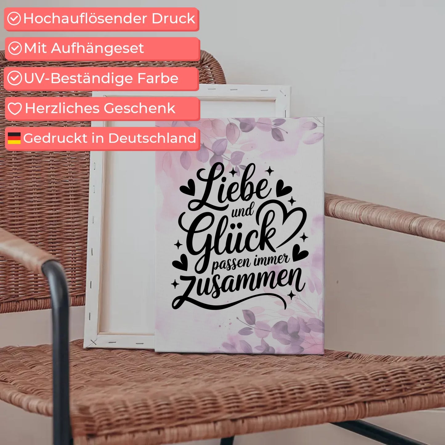 Spruch Leinwand Liebe und Glück passend für jedes Zuhause