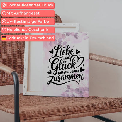 Spruch Leinwand Liebe und Glück passend für jedes Zuhause