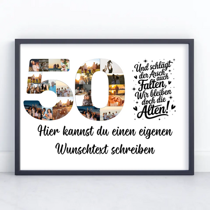 Personalisiertes Poster Wunschtext 50 Geburtstag Falten