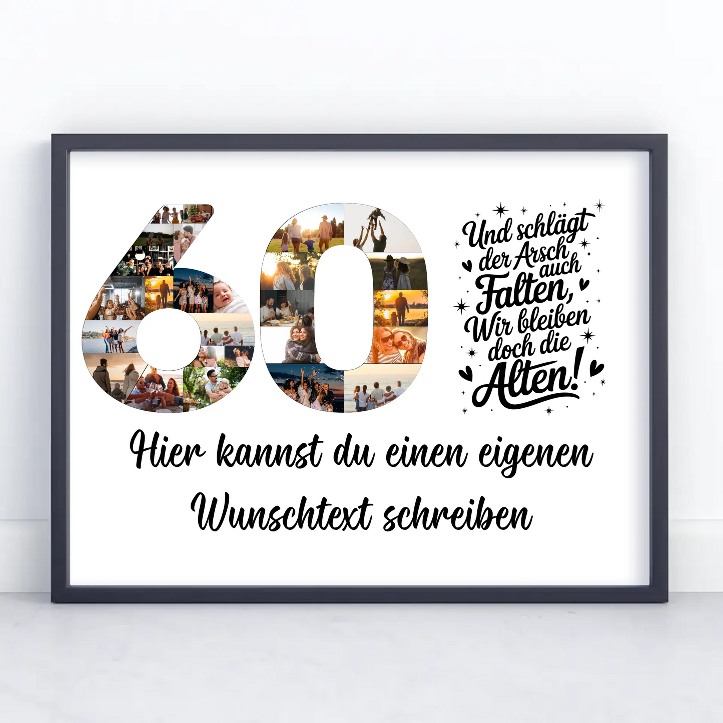 Personalisiertes Poster Wunschtext 60 Geburtstag Falten