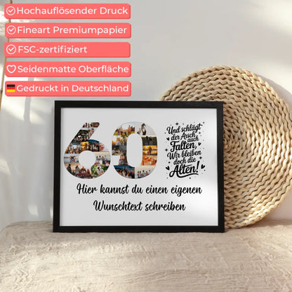 Personalisiertes Poster Wunschtext 60 Geburtstag Falten