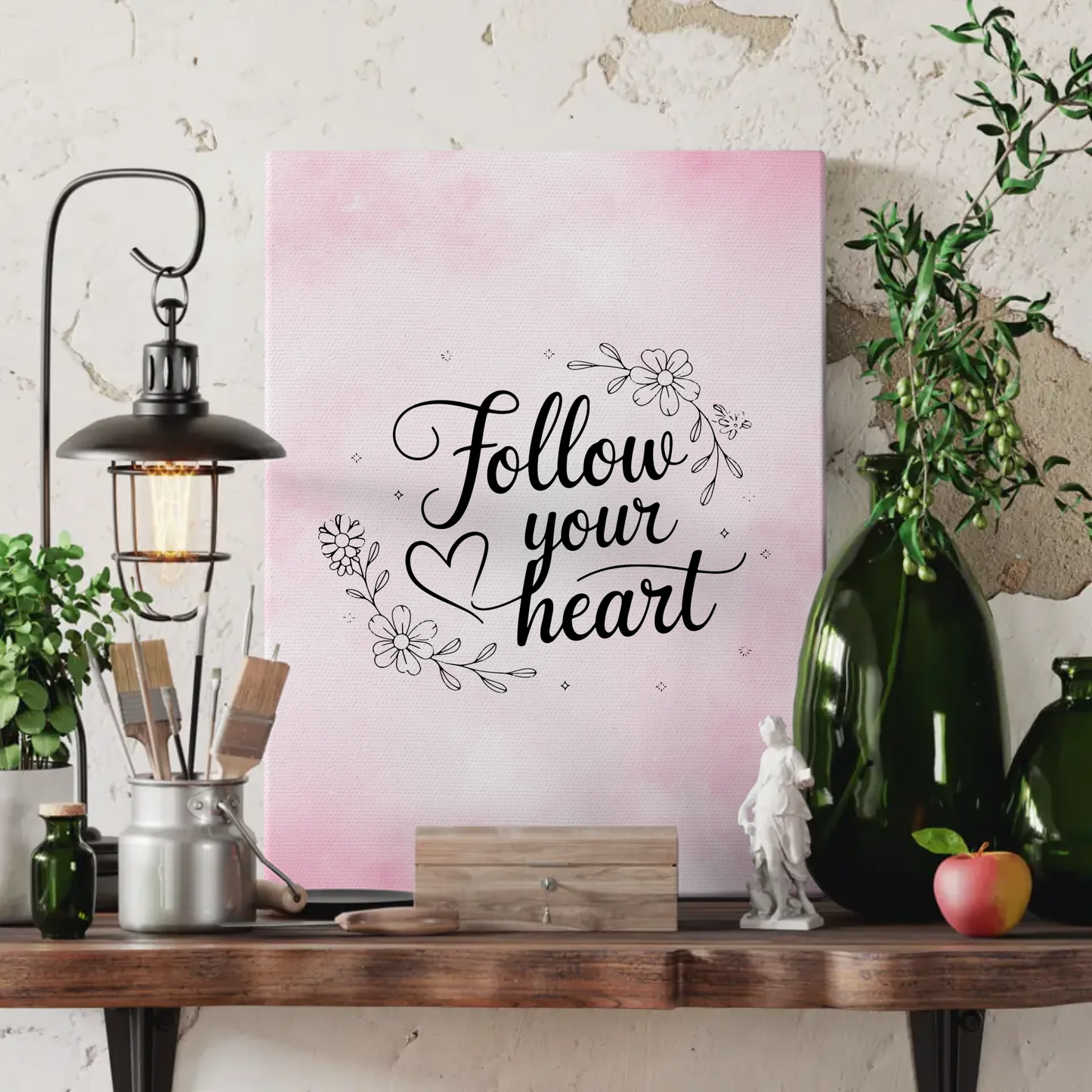 Spruch Leinwand Follow your heart für persönliche Geschenke