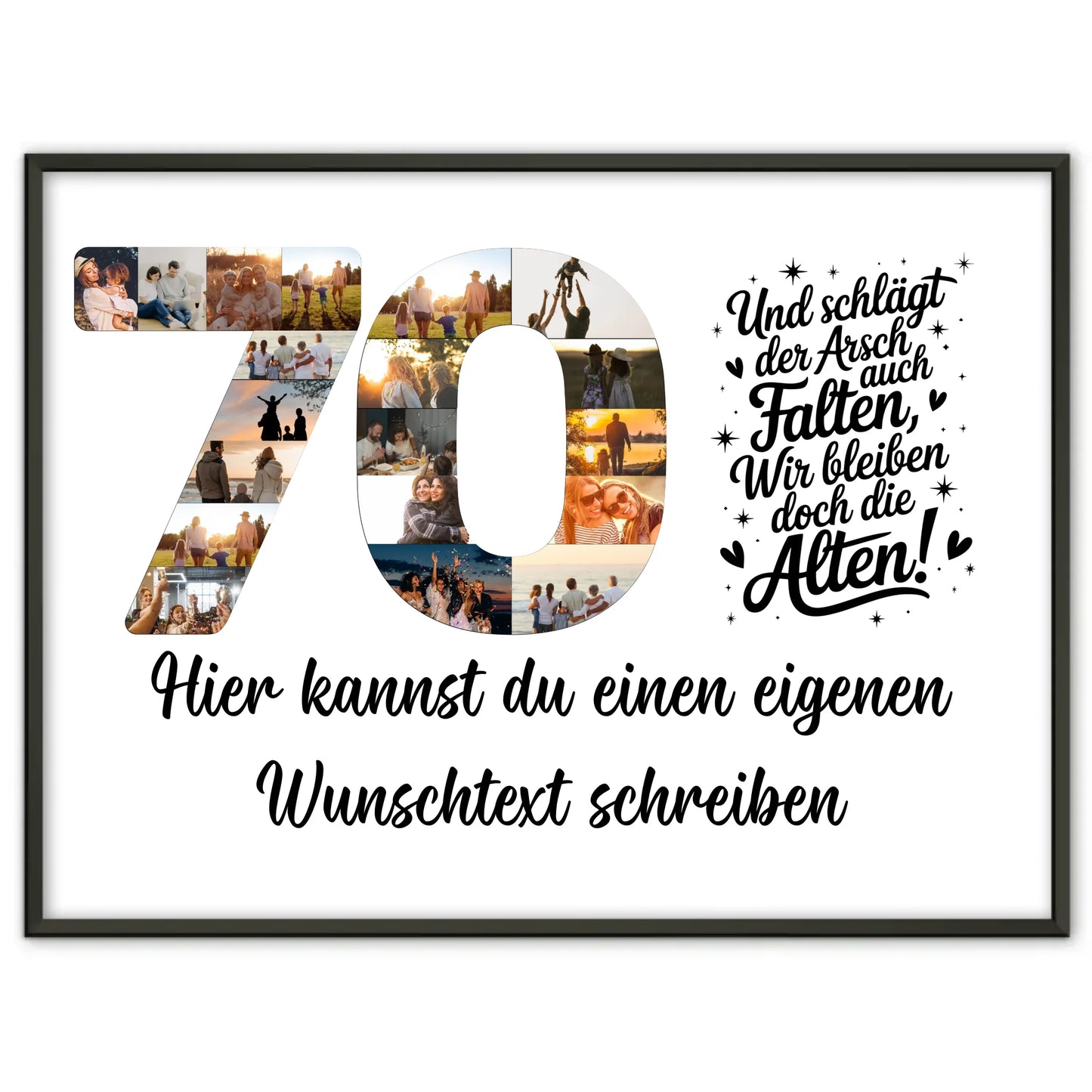 Personalisiertes Poster Wunschtext 70 Geburtstag Falten