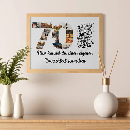 Personalisiertes Poster Wunschtext 70 Geburtstag Falten
