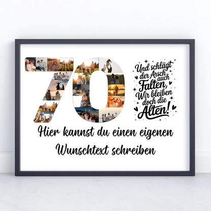 Personalisiertes Poster Wunschtext 70 Geburtstag Falten