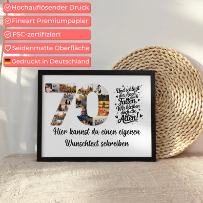 Personalisiertes Poster Wunschtext 70 Geburtstag Falten