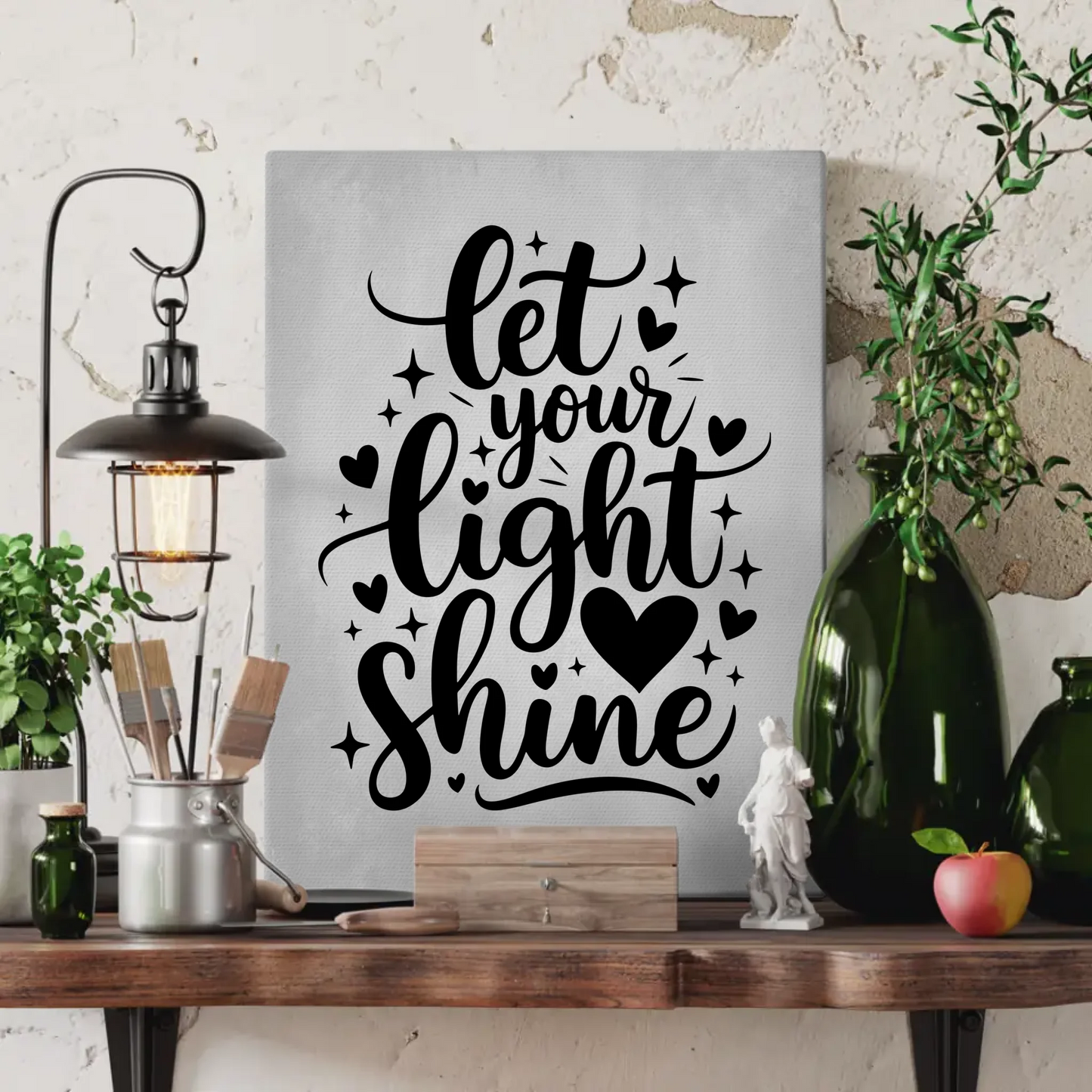 Leinwand mit Spruch Let your light shine personalisiert