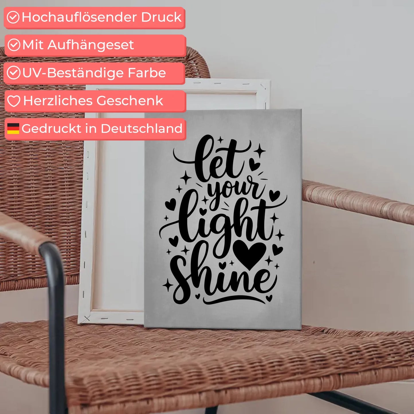 Leinwand mit Spruch Let your light shine personalisiert