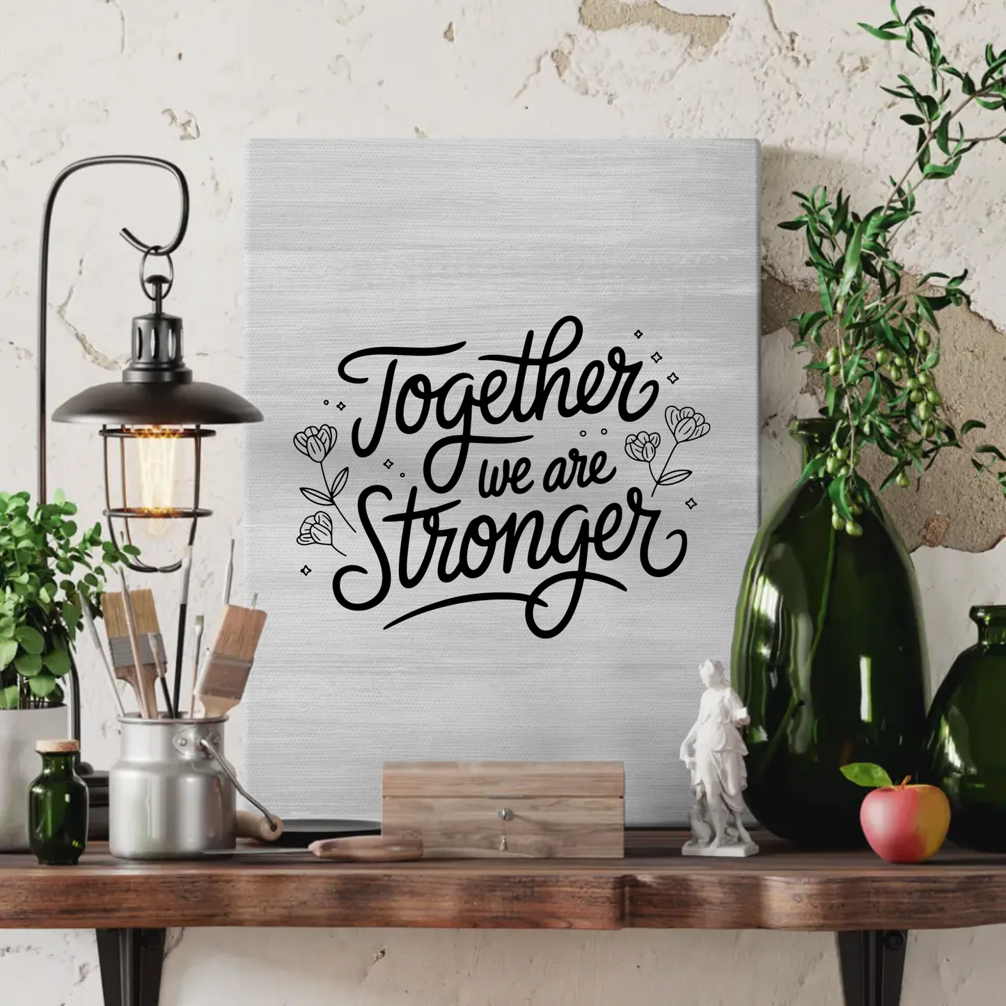 Spruch Leinwand Together we are stronger personalisiert Geschenk