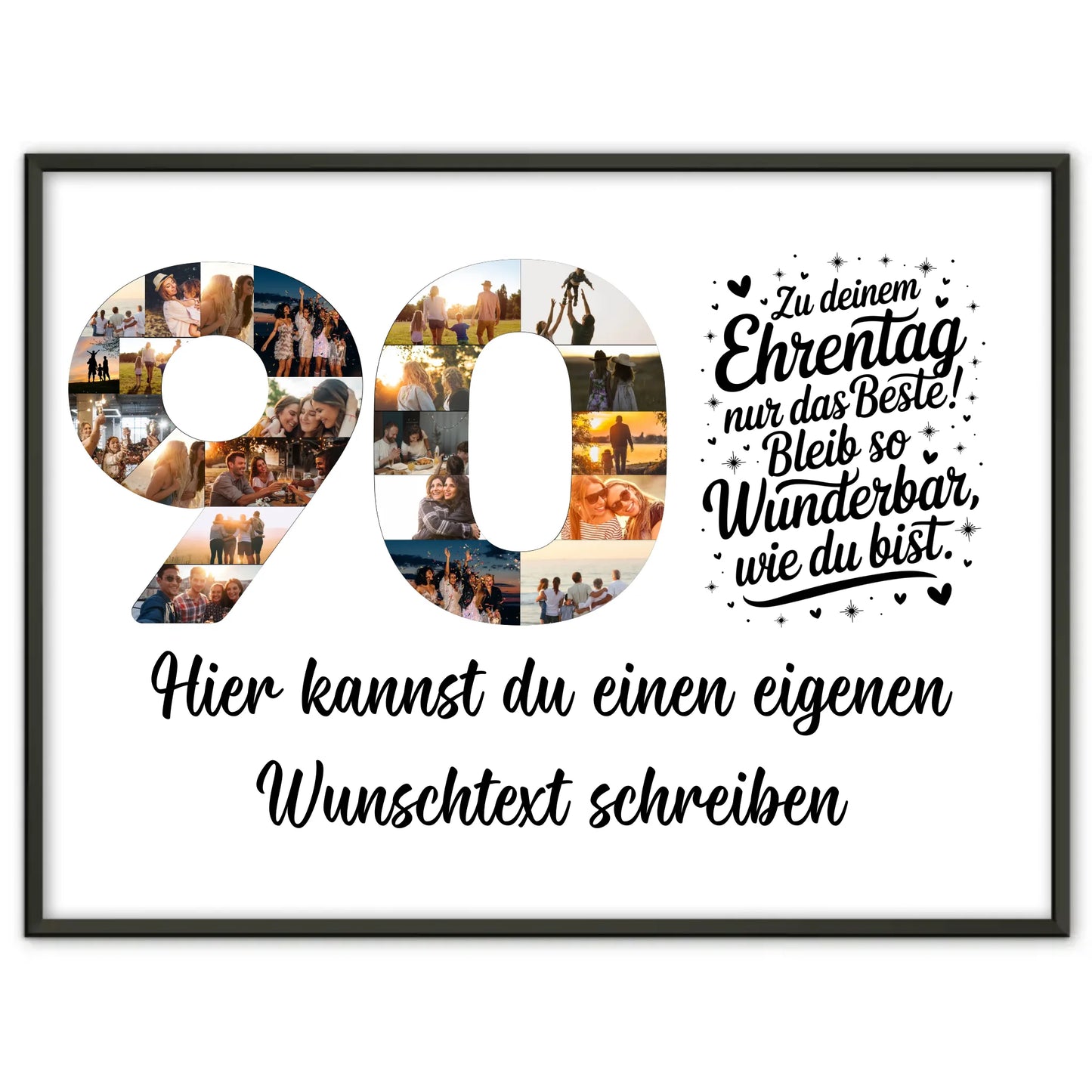 Personalisiertes Poster mit Wunschtext zum 90 Geburtstag Ehrentag