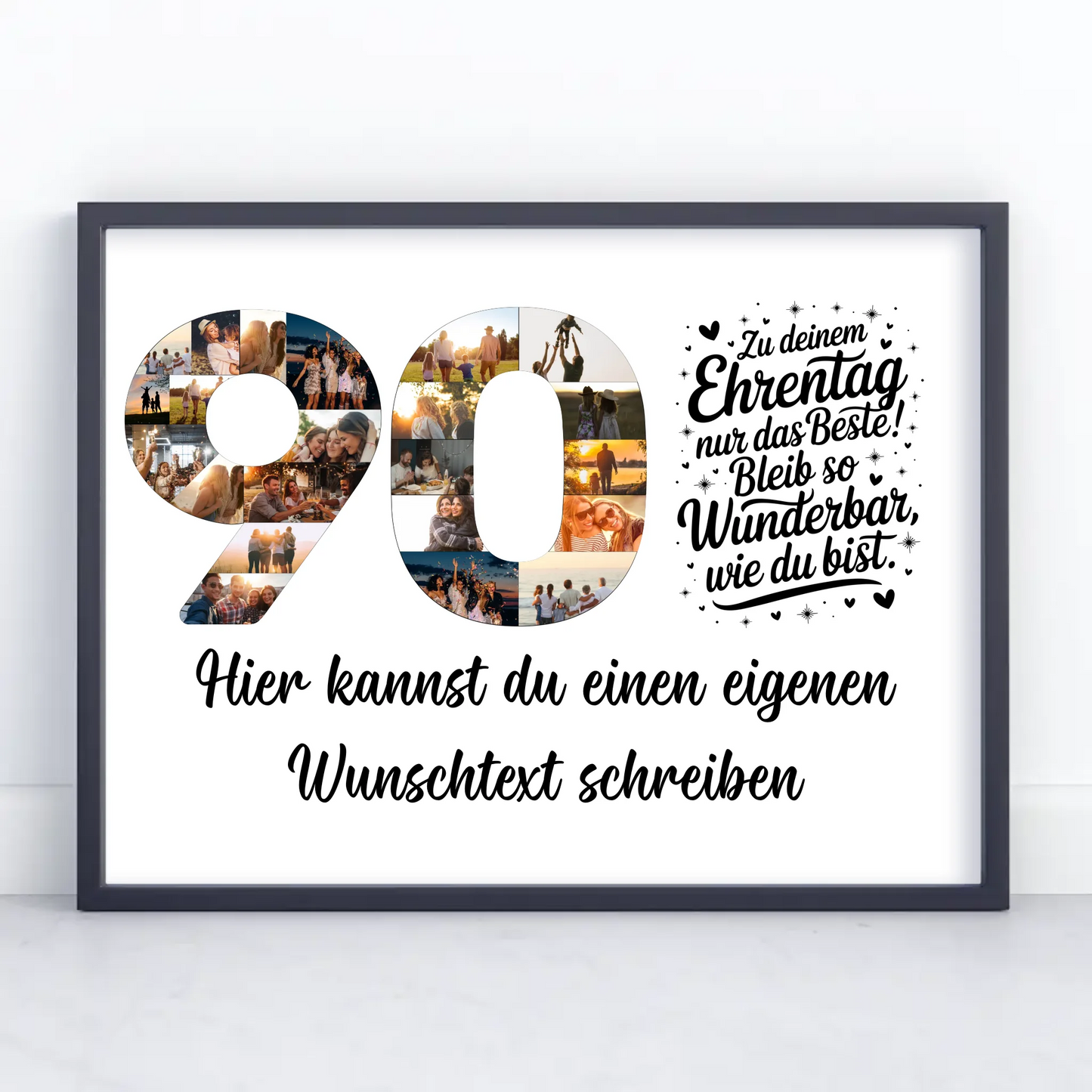 Personalisiertes Poster mit Wunschtext zum 90 Geburtstag Ehrentag