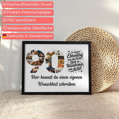 Personalisiertes Poster mit Wunschtext zum 90 Geburtstag Ehrentag