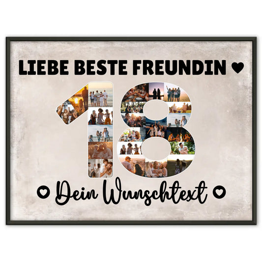 Personalisiertes Poster mit Wunschtext 18 Geburtstag Beste Freundin