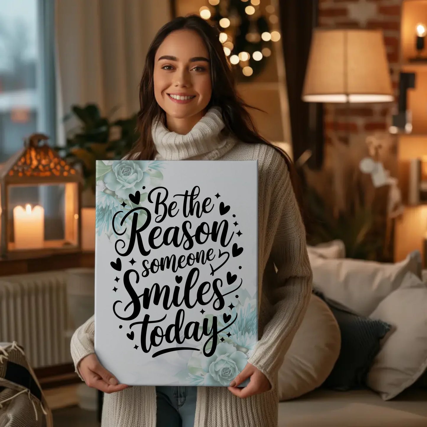 Spruch Leinwand Be the reason someone smiles today personalisiert