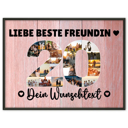 Personalisiertes Poster 20 Geburtstag Wunschtext Beste Freundin