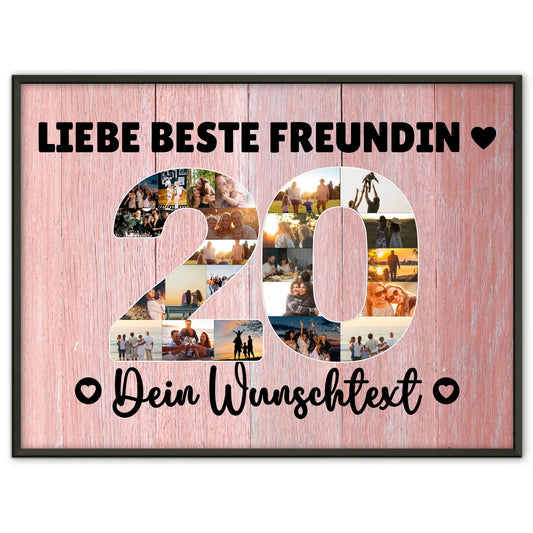 Personalisiertes Poster 20 Geburtstag Wunschtext Beste Freundin