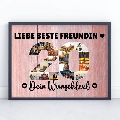 Personalisiertes Poster 20 Geburtstag Wunschtext Beste Freundin