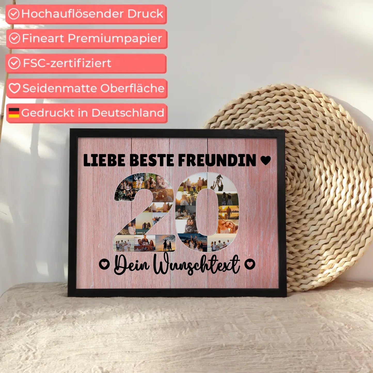 Personalisiertes Poster 20 Geburtstag Wunschtext Beste Freundin