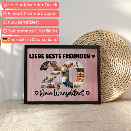 Personalisiertes Poster 20 Geburtstag Wunschtext Beste Freundin