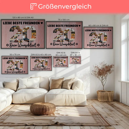 Personalisiertes Poster 20 Geburtstag Wunschtext Beste Freundin