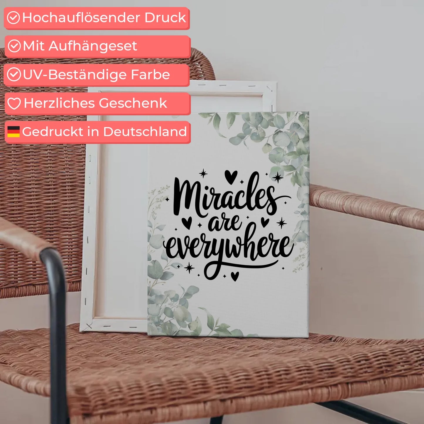 Leinwand Mit Spruch Miracles are everywhere Personalisiert