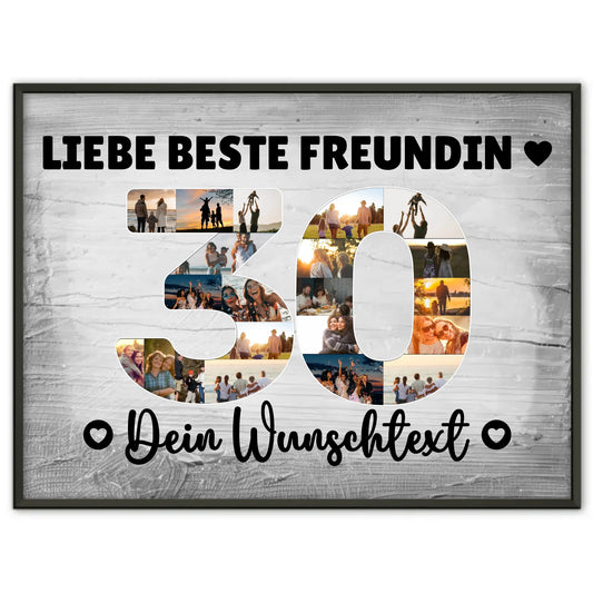 Personalisiertes Poster mit Wunschtext zum 30 Geburtstag Freundin