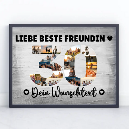 Personalisiertes Poster mit Wunschtext zum 30 Geburtstag Freundin