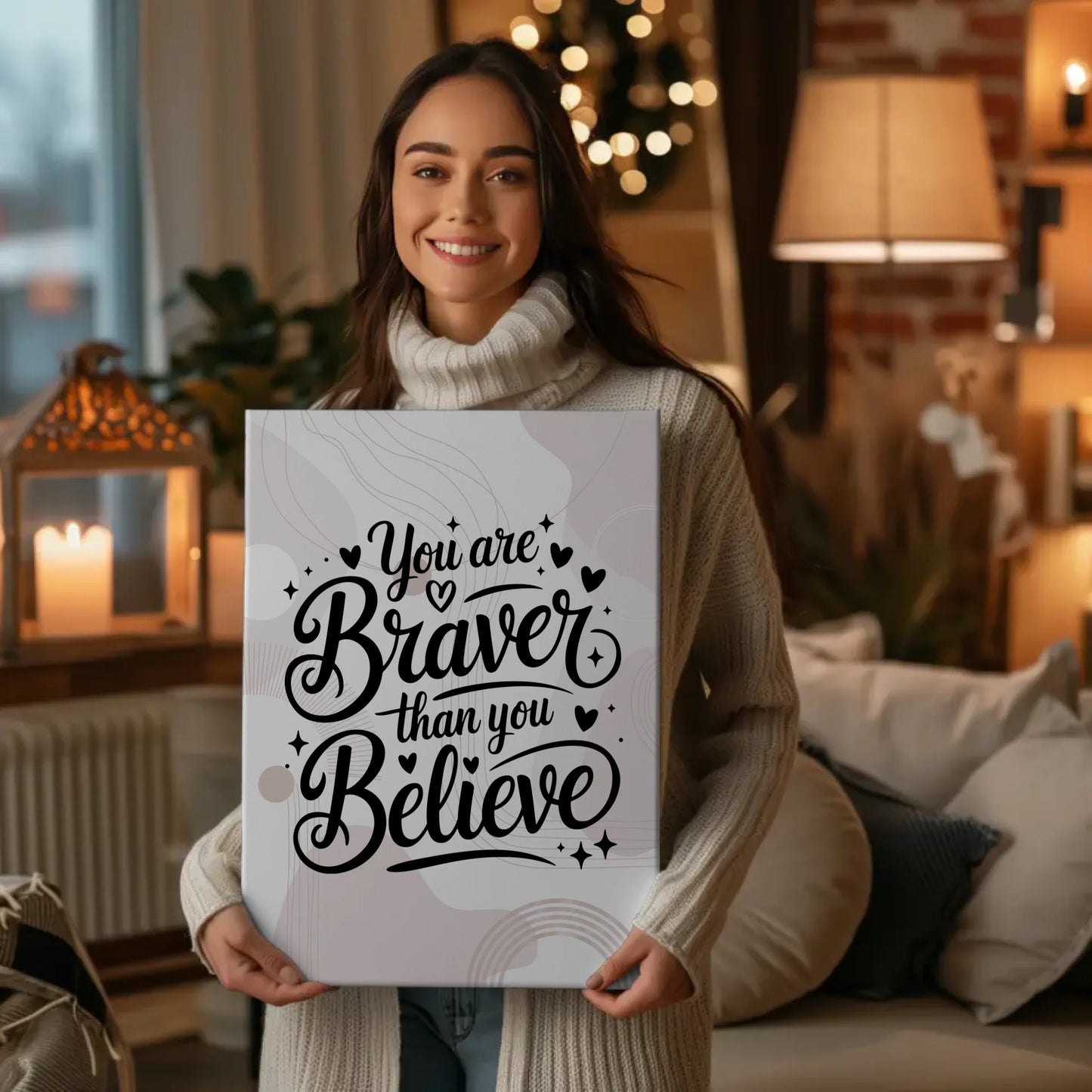 Sprüche Leinwand You are braver than you believe personalisiert