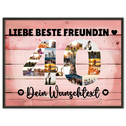 Personalisiertes Poster mit Wunschtext für 40 Geburtstag Beste Freundin