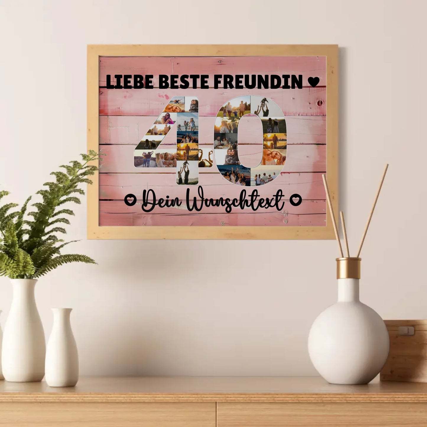 Personalisiertes Poster mit Wunschtext für 40 Geburtstag Beste Freundin
