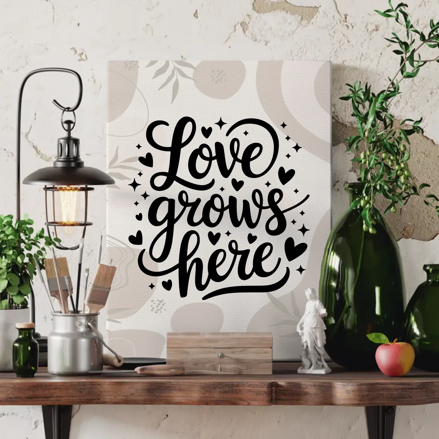 Leinwand Mit Spruch Love grows here für persönliche Geschenke