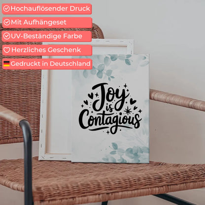 Personalisierte Leinwand Spruch Joy is contagious Geschenk
