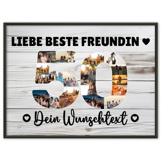 Personalisiertes Poster mit Wunschtext zum 50 Geburtstag Beste Freundin