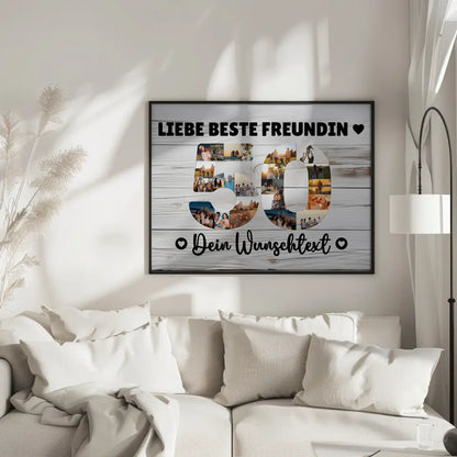 Personalisiertes Poster mit Wunschtext zum 50 Geburtstag Beste Freundin